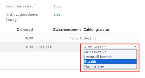 Priorisierung der Zahlungen Lieferfreigabe mit Zahlungsabwicklung-Software für Odoo