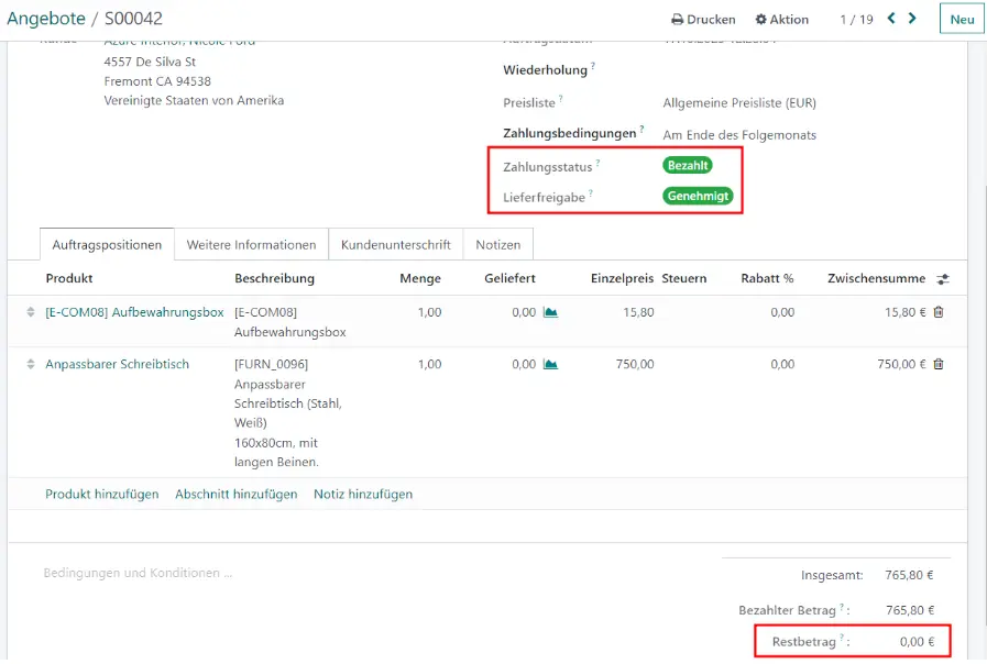 Lieferfreigabe 3 mit Zahlungsabwicklung-Software für Odoo